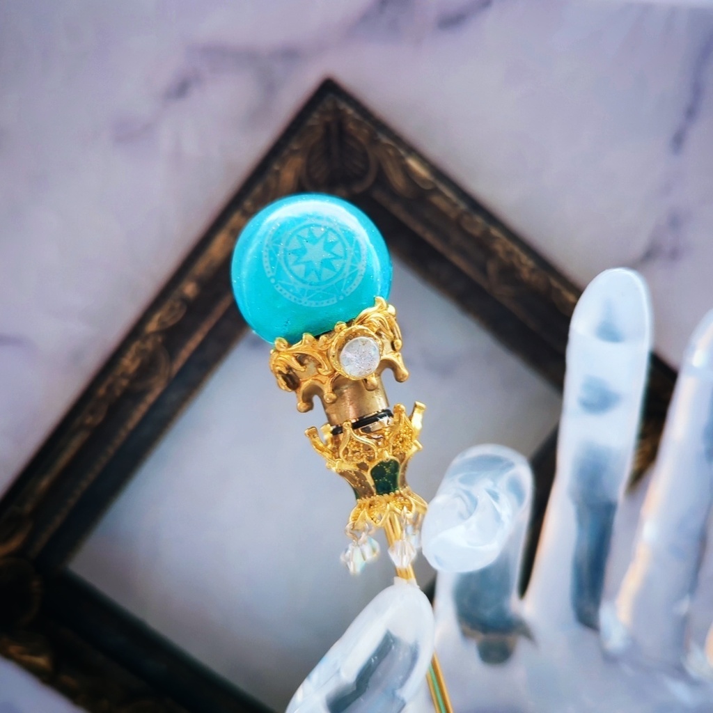 魔力(電池)で光る! 魔法陣の杖 ゴールド 全3色 上級魔法 ハイウィザード専用