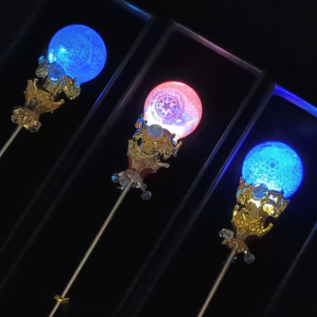 魔力（電池）で光る!　魔法陣の杖　ゴールド　全3色　上級魔法　ハイウィザード専用　