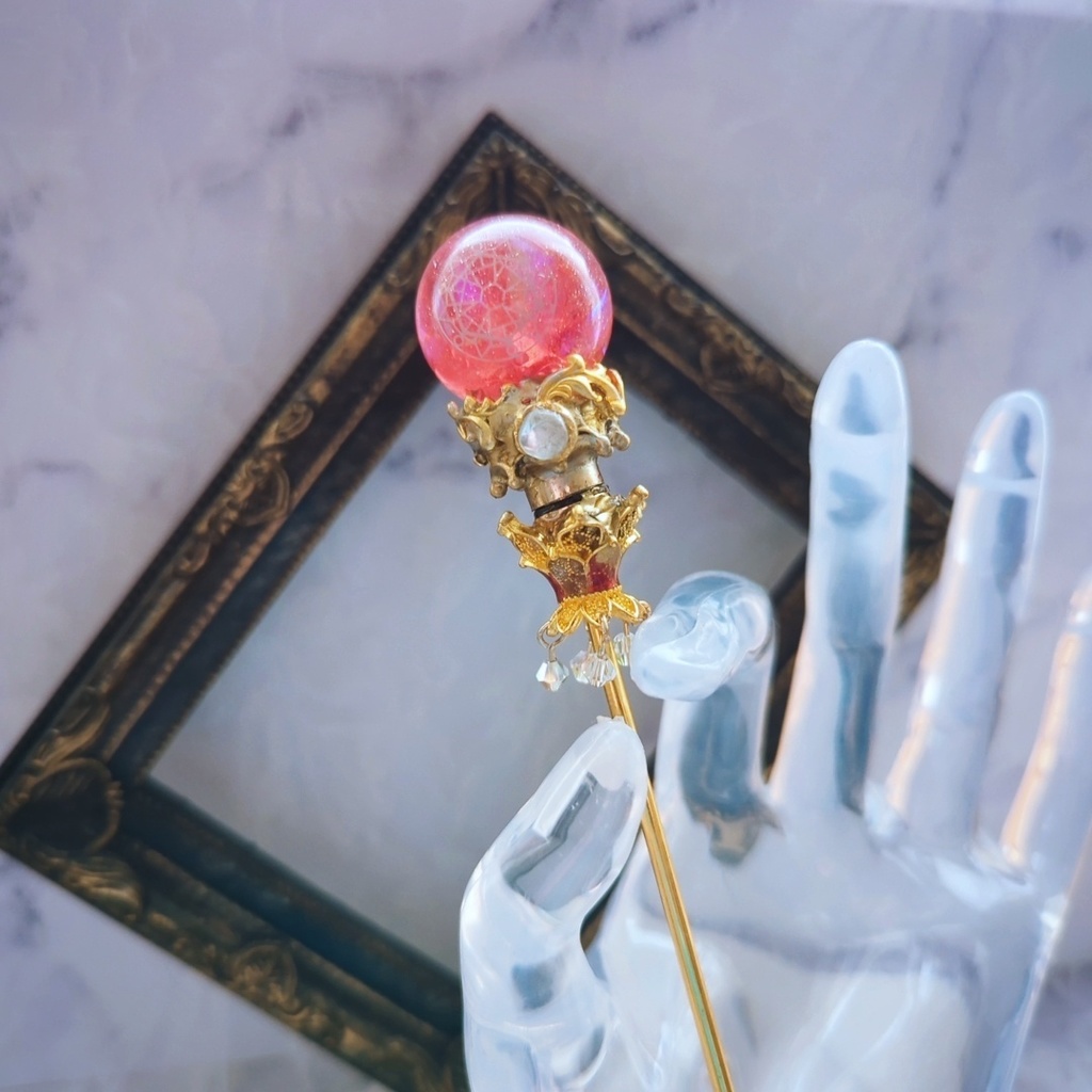 魔力(電池)で光る! 魔法陣の杖 ゴールド 全3色 上級魔法 ハイウィザード専用