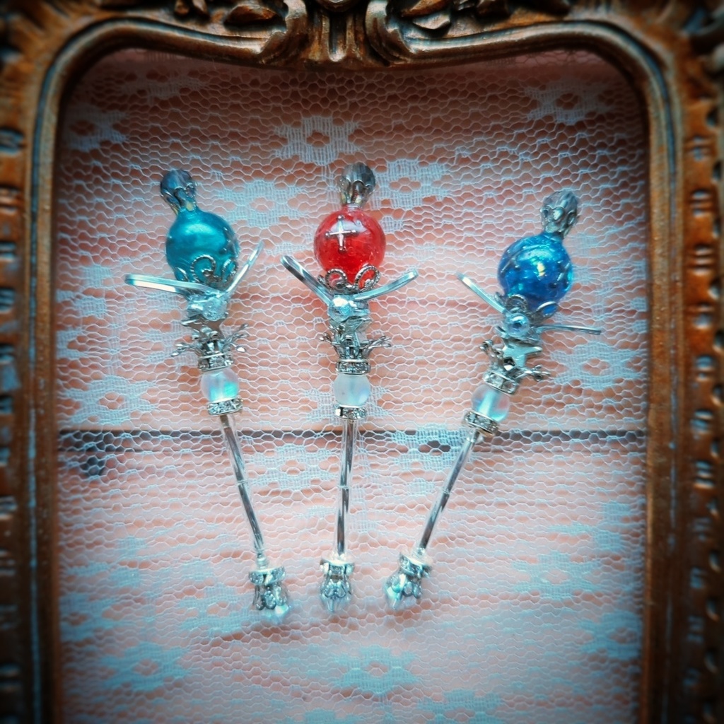 閉じ込められた宇宙の杖 上級魔法 ドール ミニチュア ゴールド シルバー 914〜919