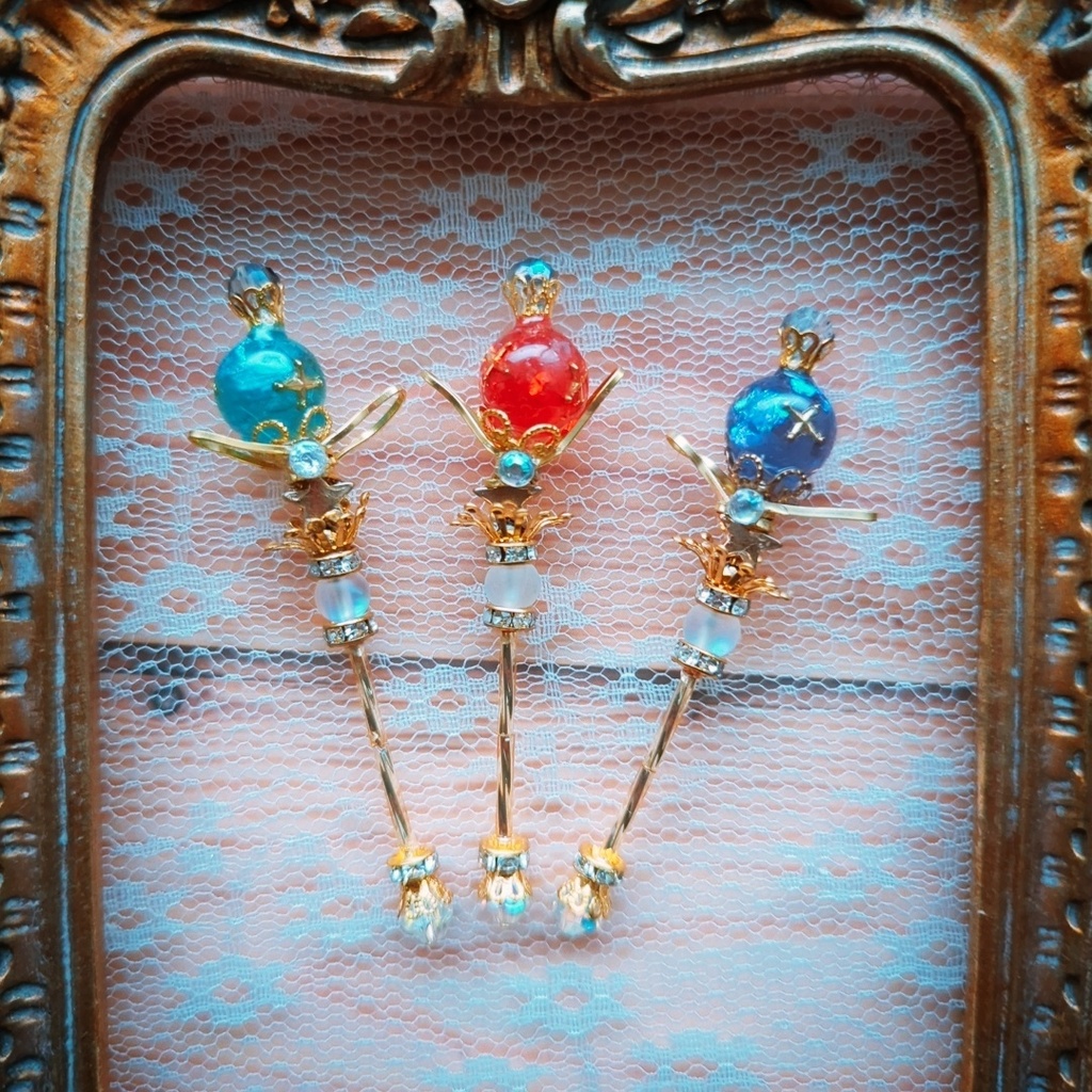 閉じ込められた宇宙の杖 上級魔法 ドール ミニチュア ゴールド シルバー 914〜919