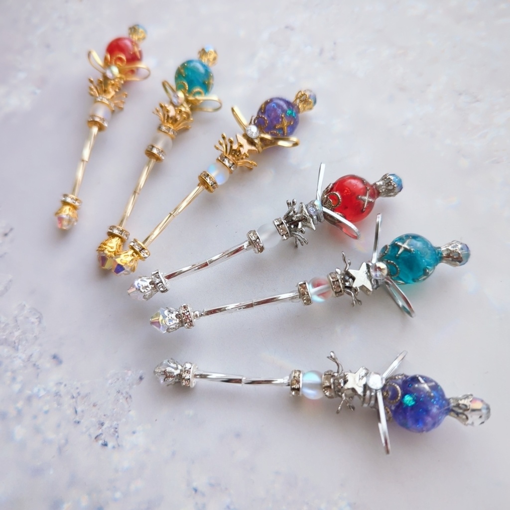 閉じ込められた宇宙の杖 上級魔法 ドール ミニチュア ゴールド シルバー 914〜919