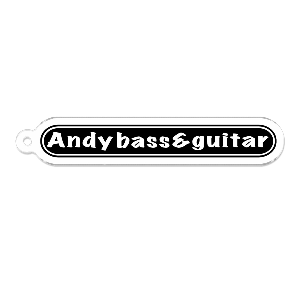 Andy bass&guitarロゴアクリルキーホルダーブラックType2ホワイトブラック