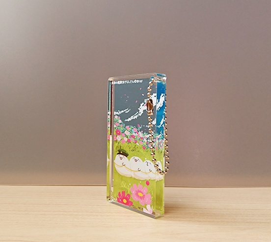 アクリルキーホルダー(ドミノ型)季節のお花:コスモス