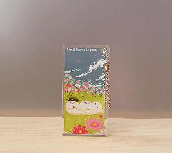 アクリルキーホルダー(ドミノ型)季節のお花:コスモス