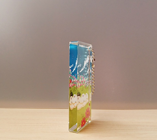 アクリルキーホルダー(ドミノ型)季節のお花:コスモス