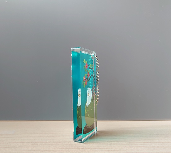 アクリルキーホルダー(ドミノ型)季節のお花:苔玉