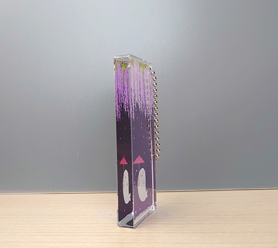 アクリルキーホルダー(ドミノ型)季節のお花:ふじ