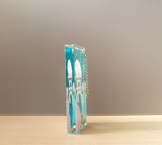 アクリルキーホルダー(ドミノ型)季節のお花:あじさい