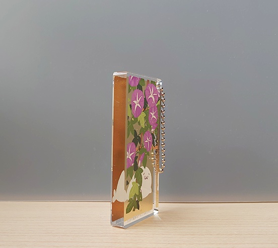 アクリルキーホルダー(ドミノ型)季節のお花:あさがお