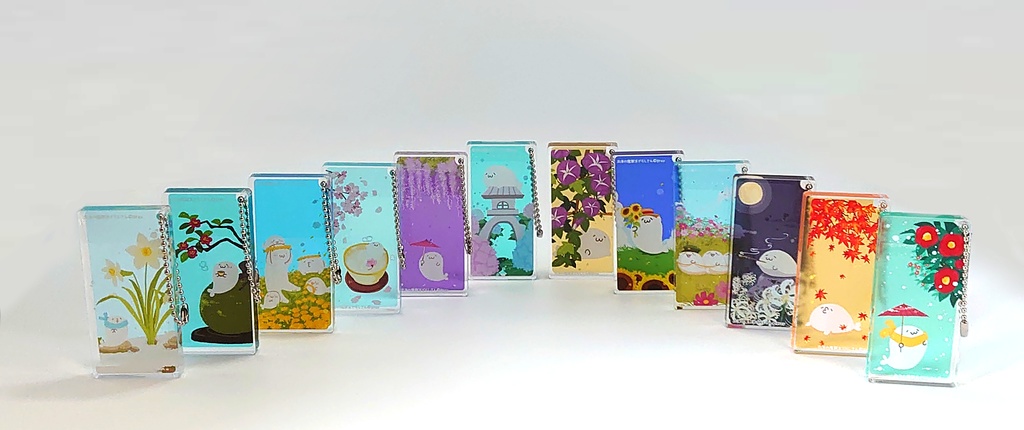 アクリルキーホルダー(ドミノ型)季節のお花:ひまわり