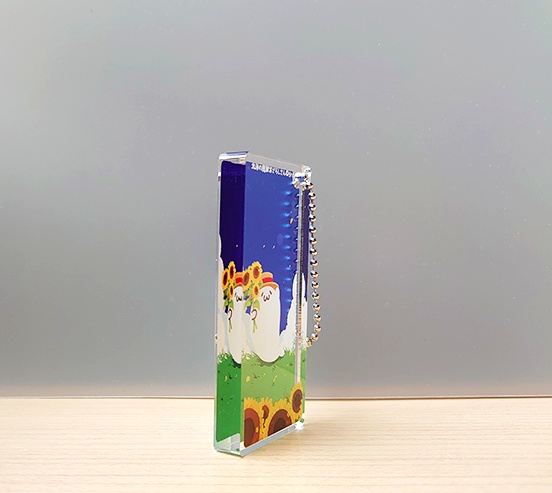 アクリルキーホルダー(ドミノ型)季節のお花:ひまわり