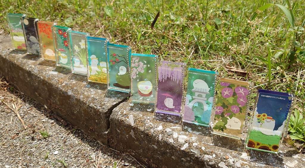 アクリルキーホルダー(ドミノ型)季節のお花:ひまわり