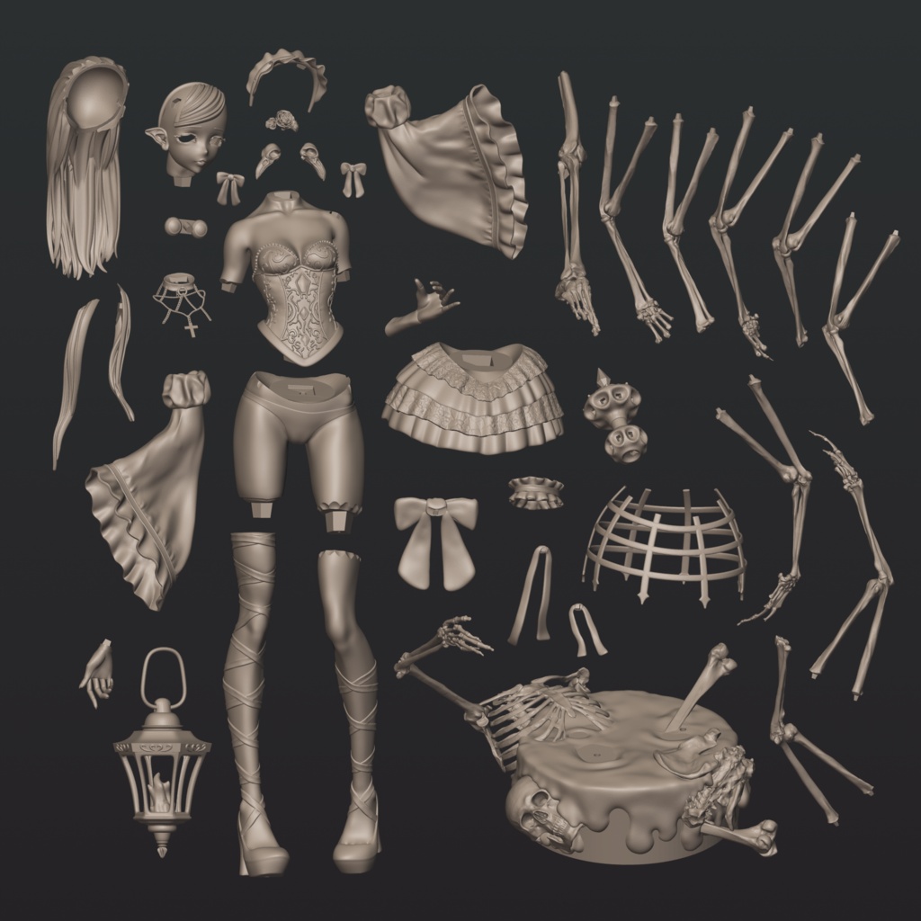 【 Goth Girl 】stl file & ctp file for 3D printing