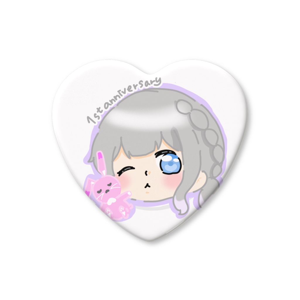 1周年ハート缶バ〜ねむねむ〜