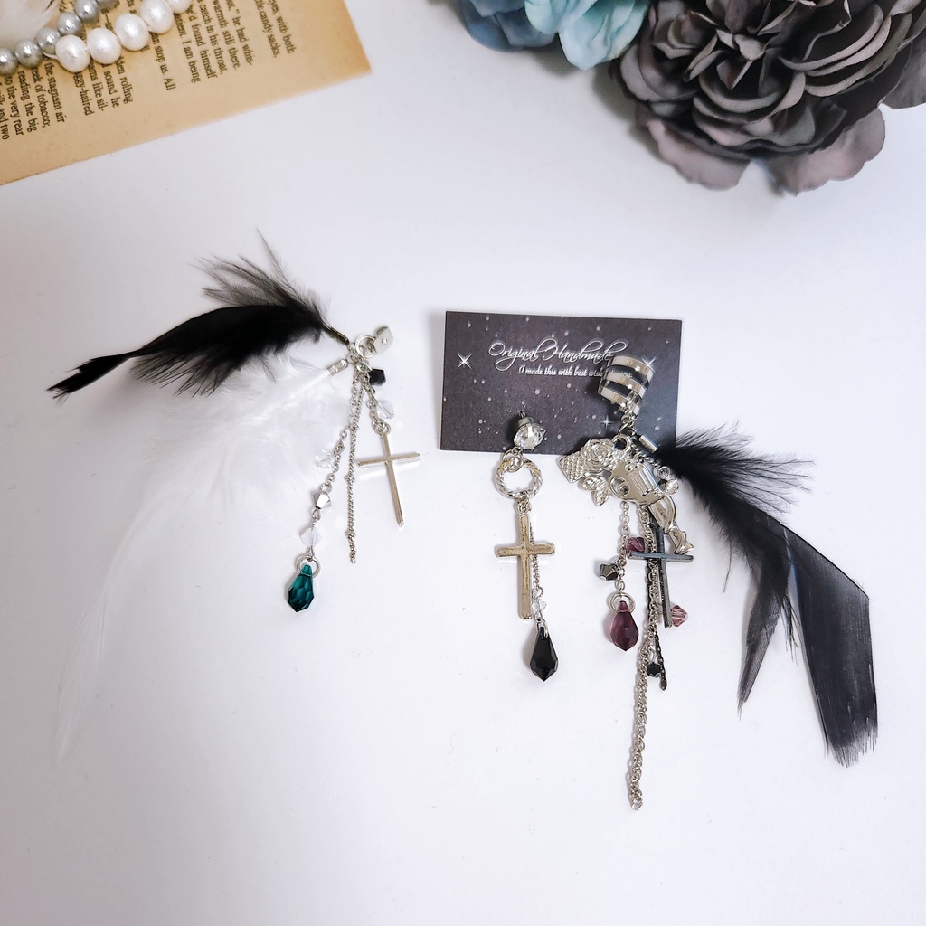 《★再販×3!!》【想い -さねげん-】ビジューチェーンピアス&イヤーカフセット