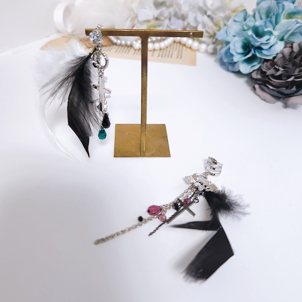 《★再販×3!!》【想い -さねげん-】ビジューチェーンピアス&イヤーカフセット