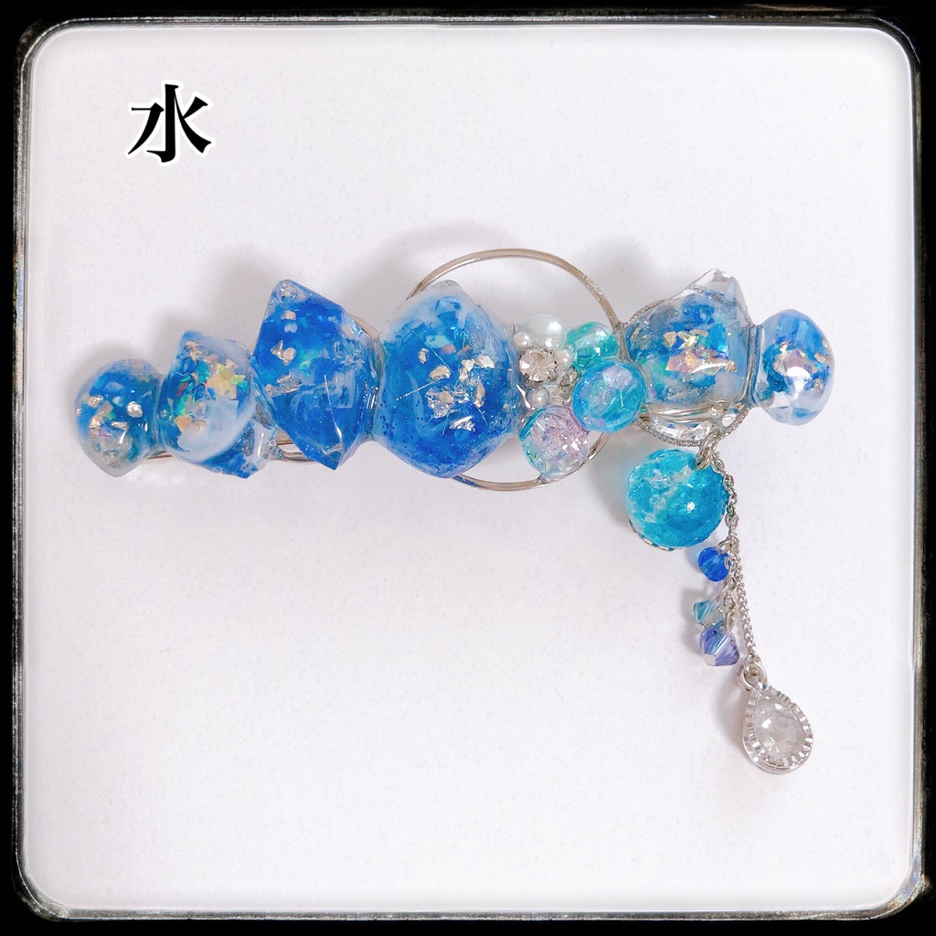 【柱 集結】グラデーションカラー 鉱石風 ビジューバレッタ