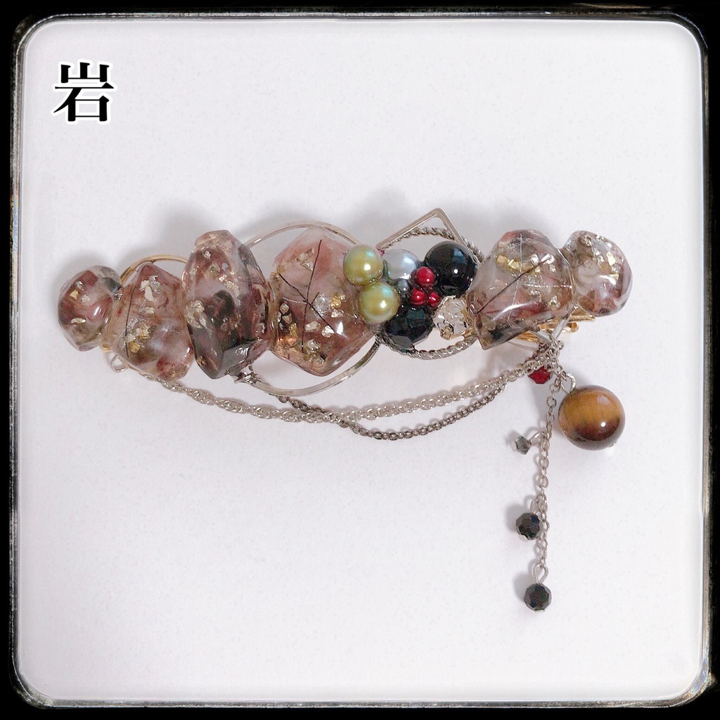 【柱 集結】グラデーションカラー 鉱石風 ビジューバレッタ