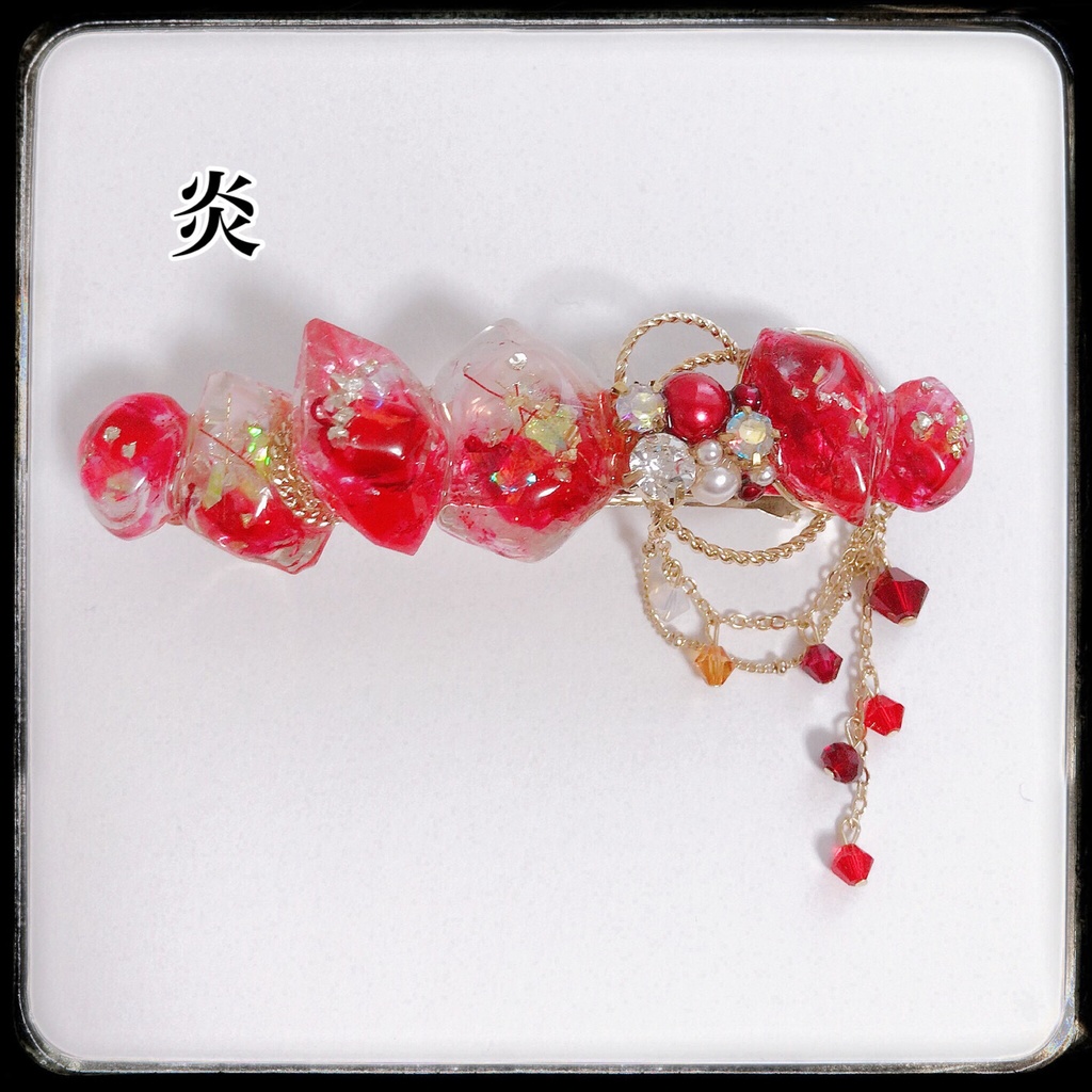 【柱 集結】グラデーションカラー 鉱石風 ビジューバレッタ