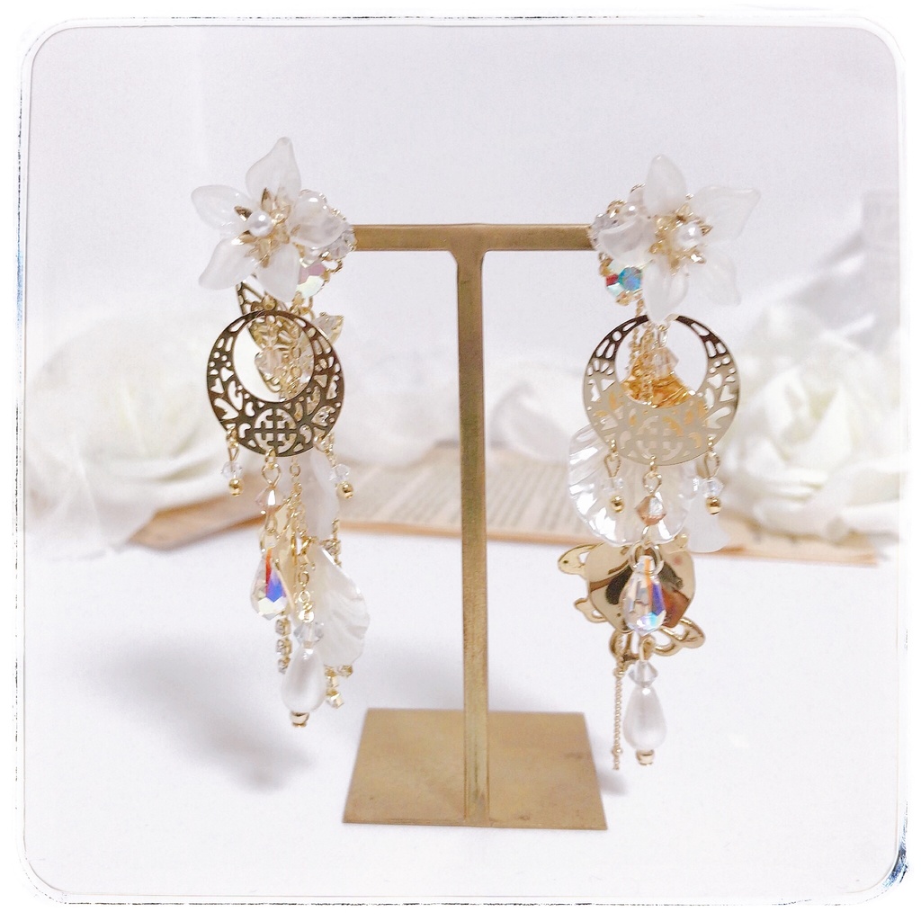 《★再販！》【Fairly Gala】フラワービジュー ＆チェーン 4wayピアス - Gold＆Butterfly ver.-