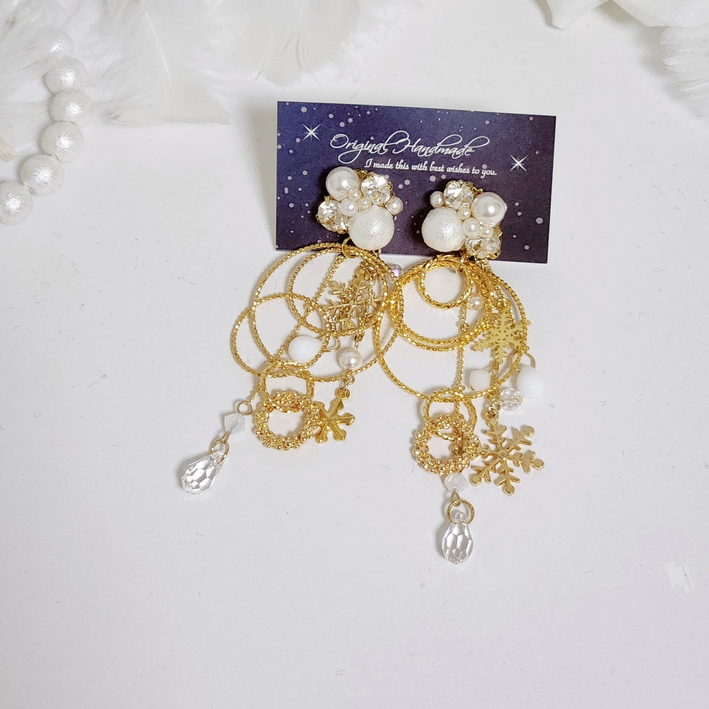 《★受注オーダー》【さくる様 専用ページ】ビジュー&フープ 2wayチェーンピアス