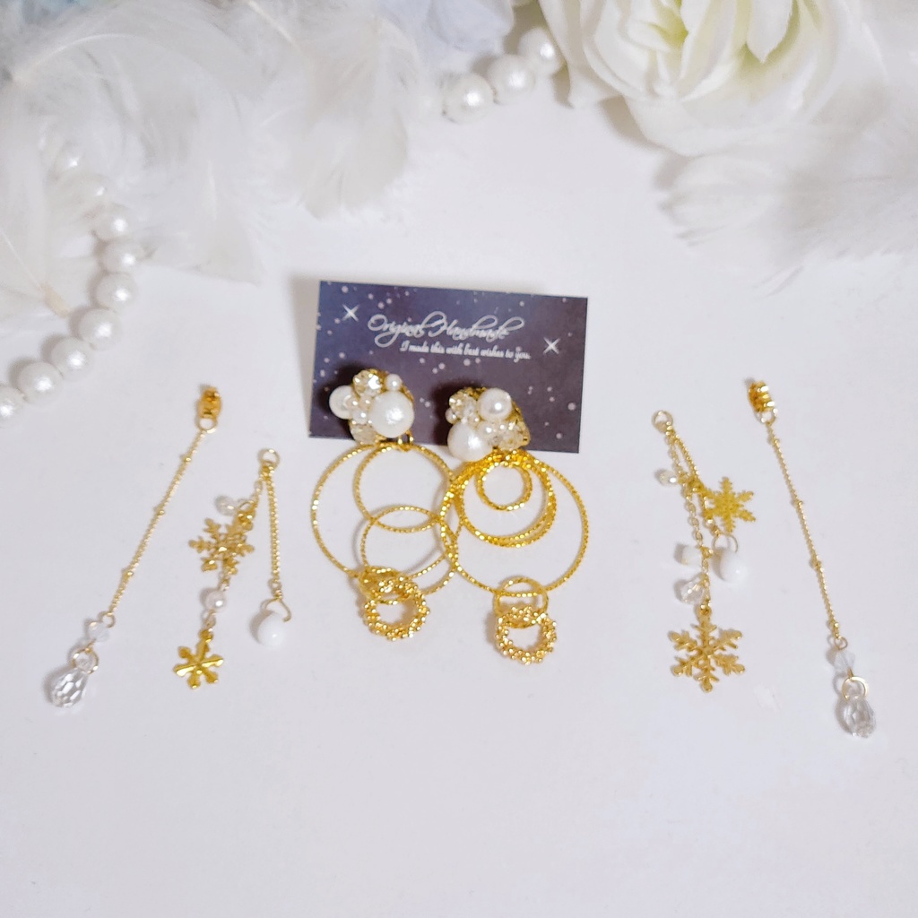 《★受注オーダー》【さくる様 専用ページ】ビジュー&フープ 2wayチェーンピアス