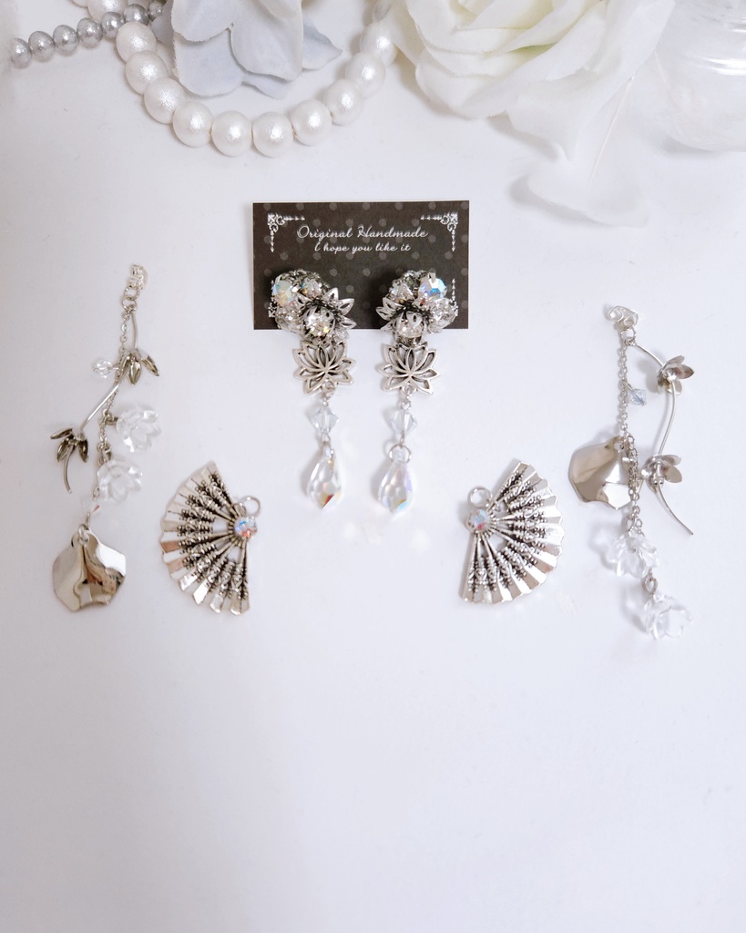 《★受注オーダー》【乃木様 専用ページ】フラワービジュー 3wayチェーンピアス