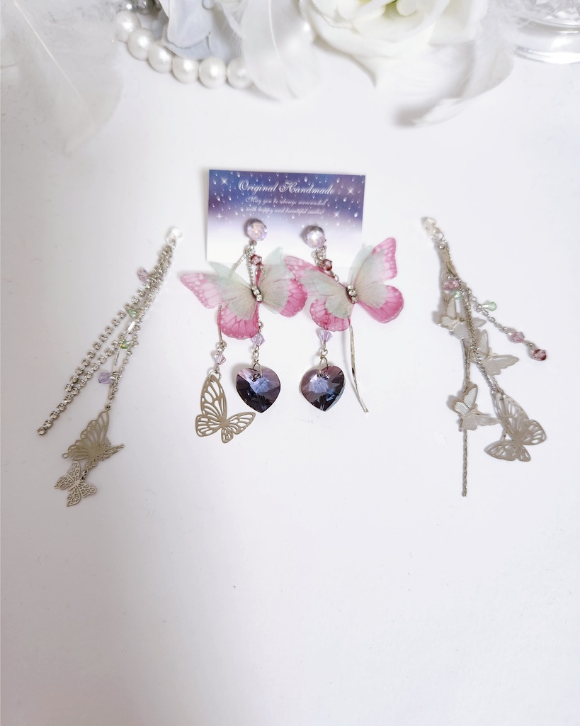 《★受注オーダー》【乃木様 専用ページ】蝶々2wayピアス,フラワー 4wayピアス の2点
