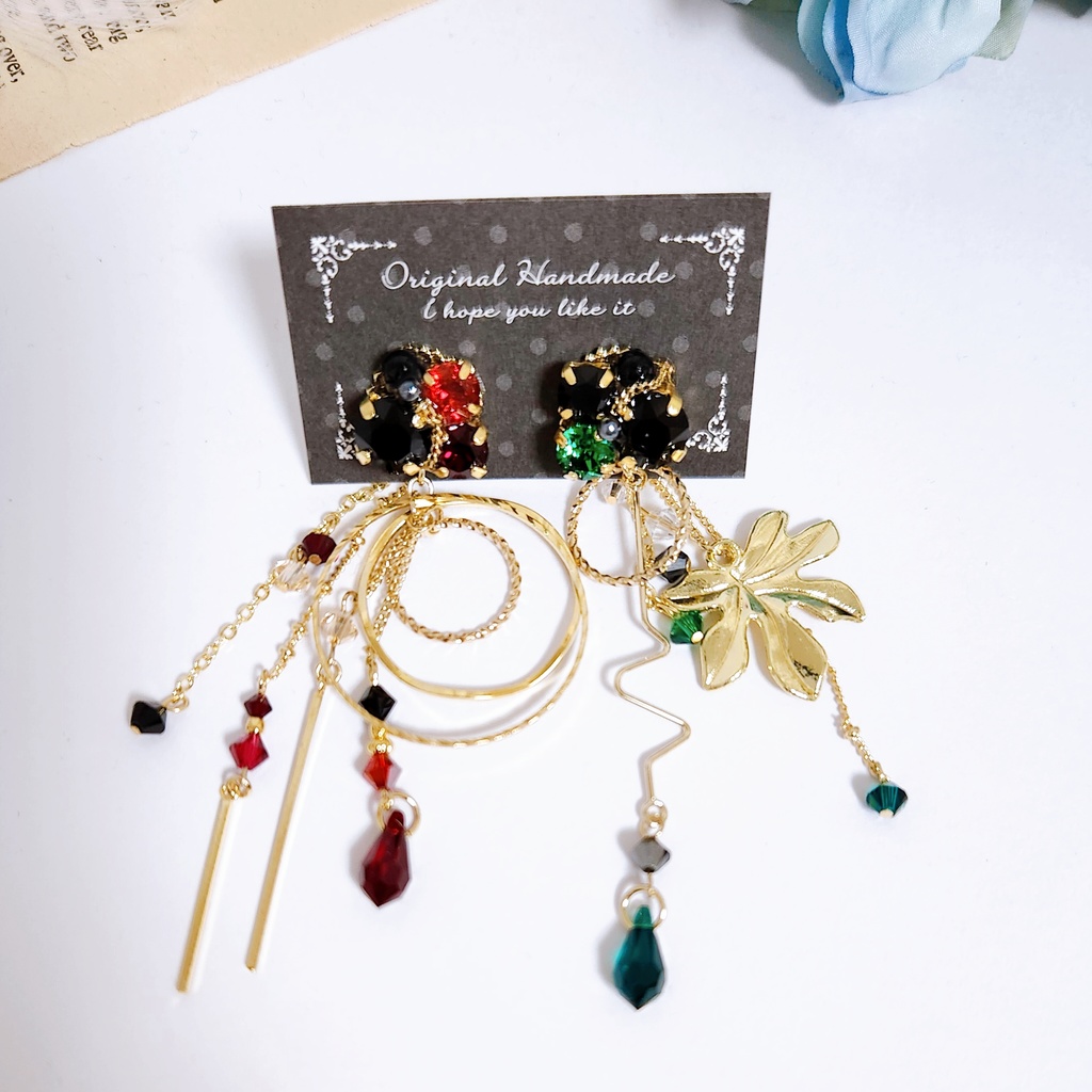 《★再販!!》【喜怒哀楽】ビジュー チェーン 2wayピアス