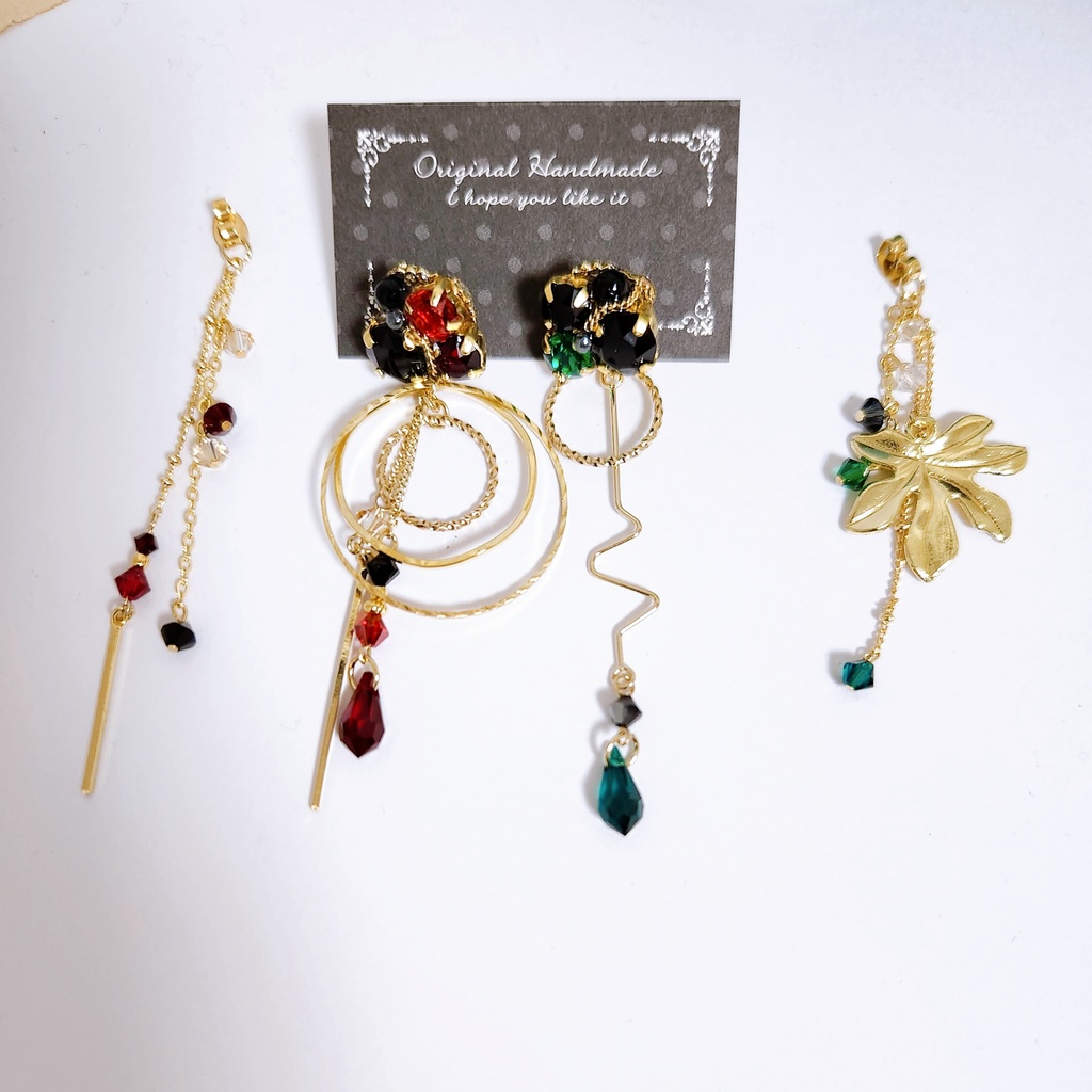 《★再販!!》【喜怒哀楽】ビジュー チェーン 2wayピアス