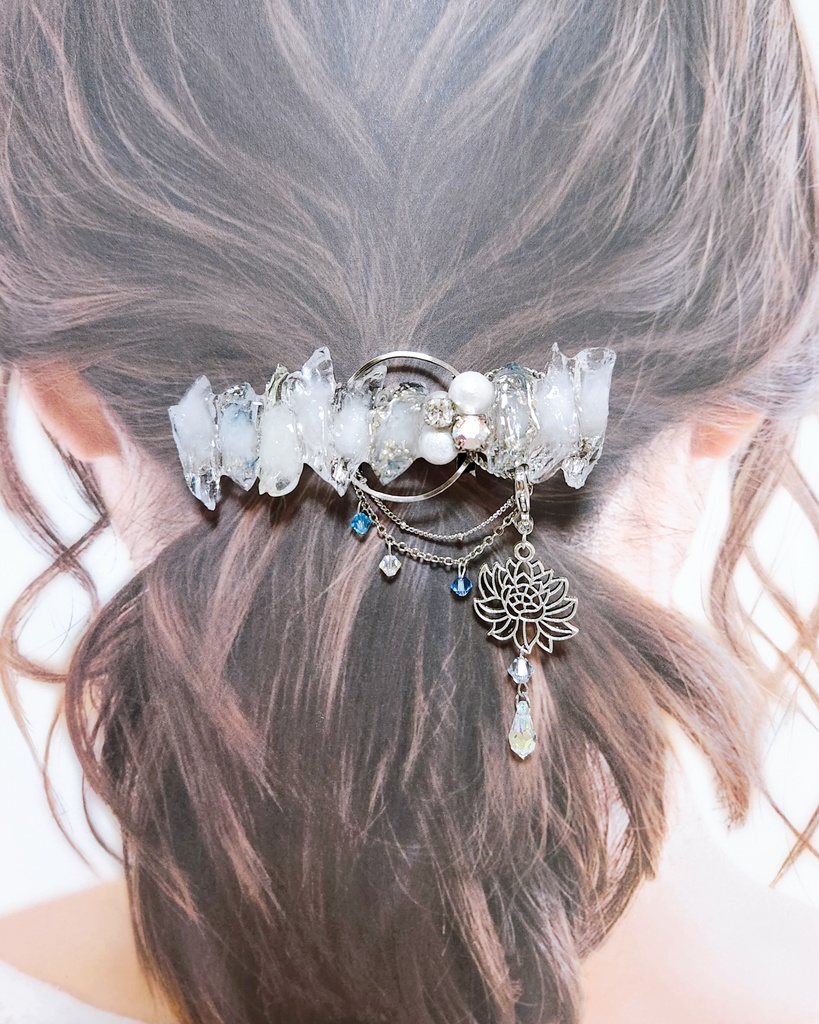 《★再販×3!!》【冬ざれ氷柱 】氷の鉱石風 ビジュー 2wayバレッタ -バレッタ ver.-