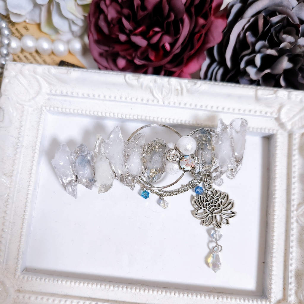 《★再販×3!!》【冬ざれ氷柱 】氷の鉱石風 ビジュー 2wayバレッタ -バレッタ ver.-