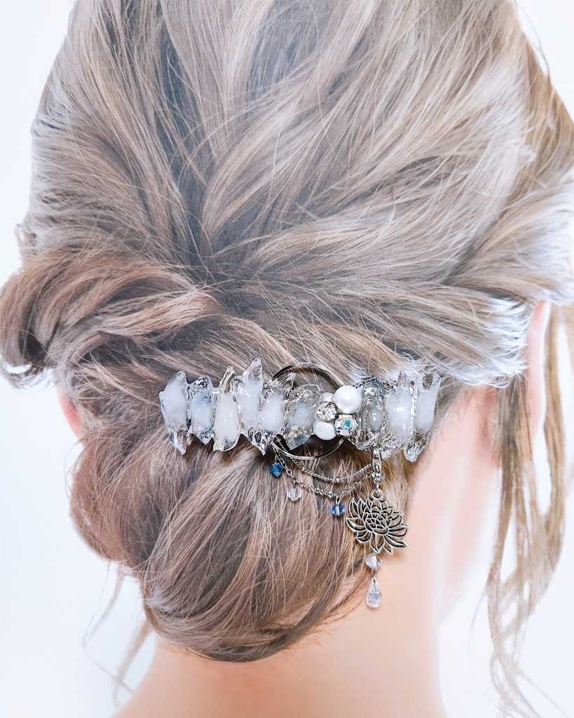 《★再販×3!!》【冬ざれ氷柱 】氷の鉱石風 ビジュー 2wayバレッタ -バレッタ ver.-