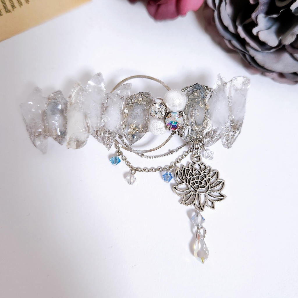 《★再販×3!!》【冬ざれ氷柱 】氷の鉱石風 ビジュー 2wayバレッタ -バレッタ ver.-