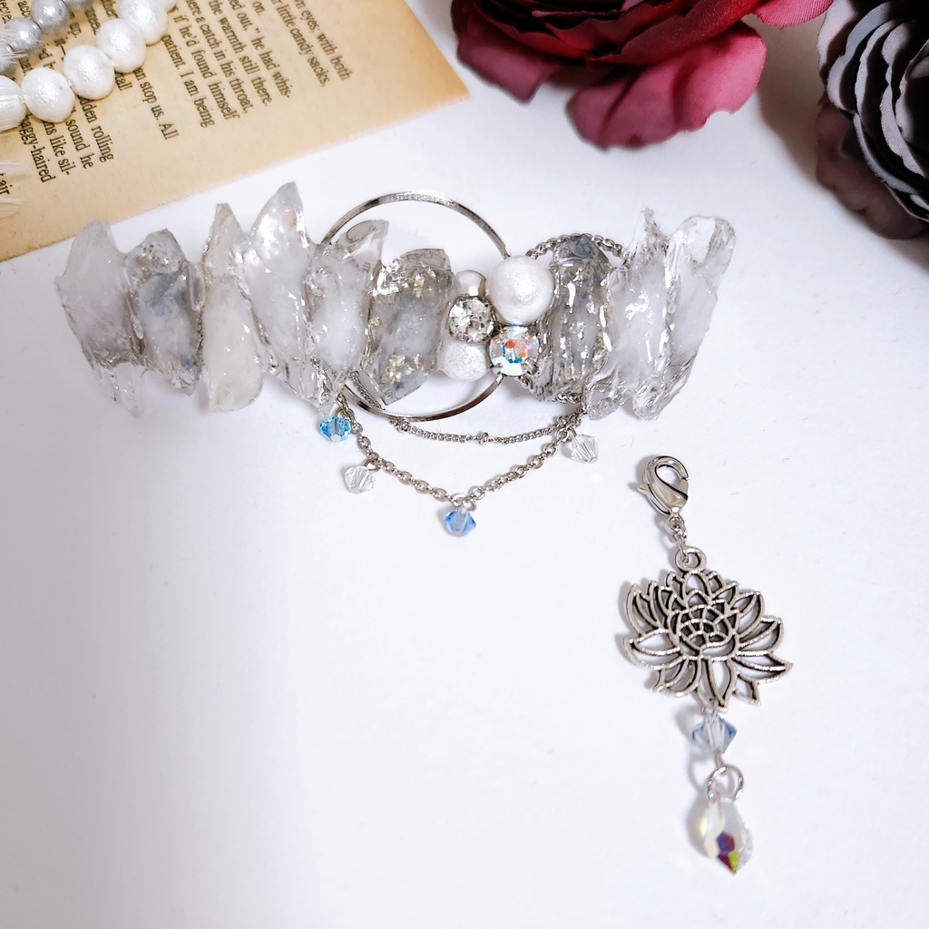 《★再販×3!!》【冬ざれ氷柱 】氷の鉱石風 ビジュー 2wayバレッタ -バレッタ ver.-