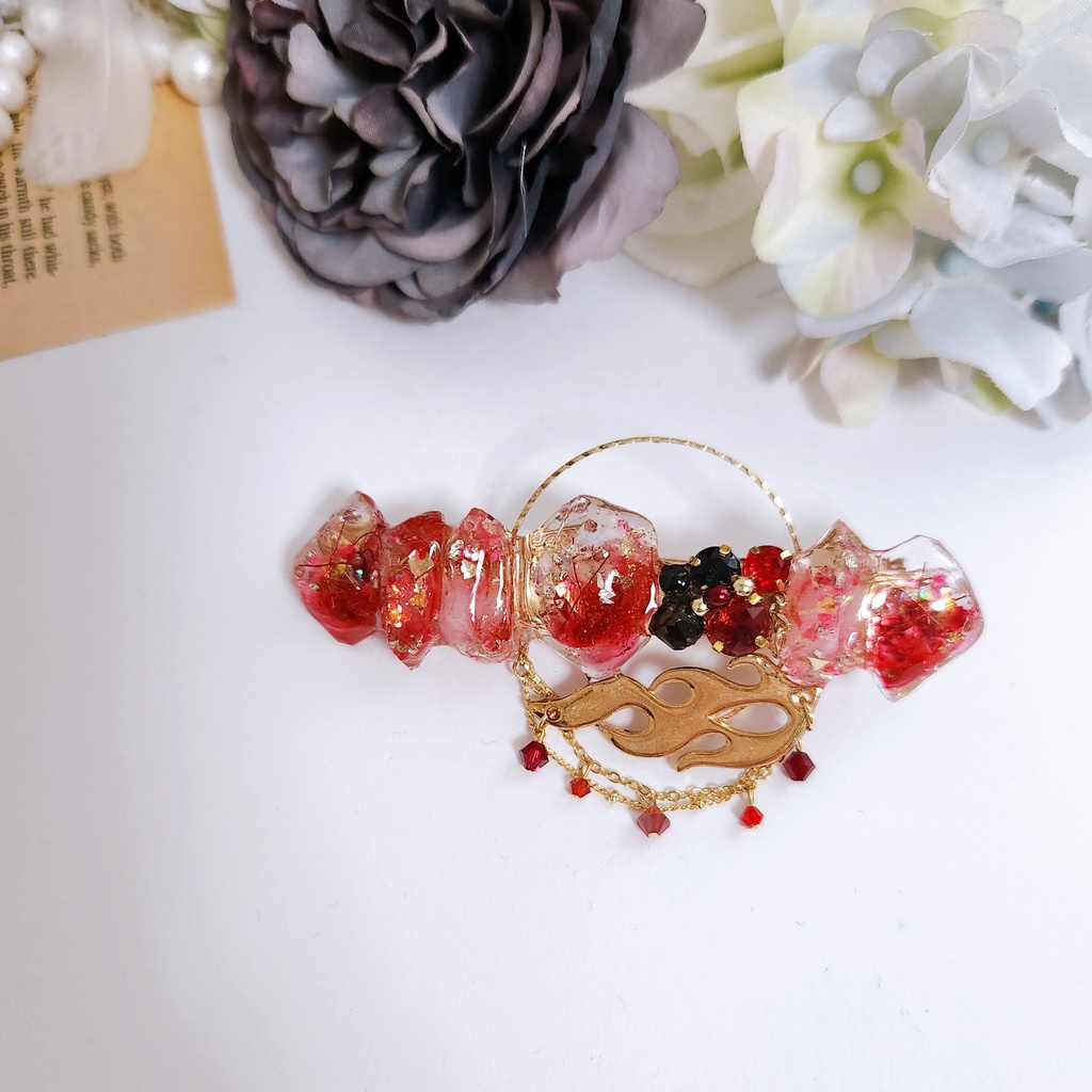 【逆焔の刃】鉱石風レジン ビジューバレッタ -Valletta ver.-