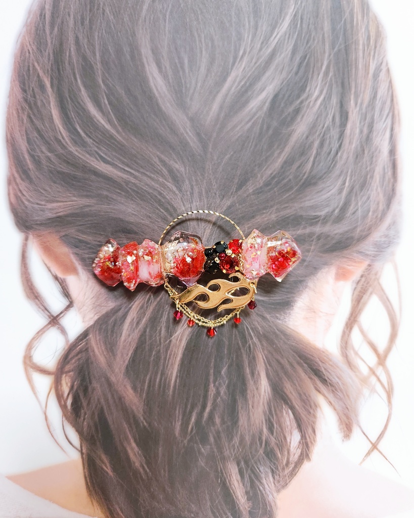 【逆焔の刃】鉱石風レジン ビジューバレッタ -Valletta ver.-