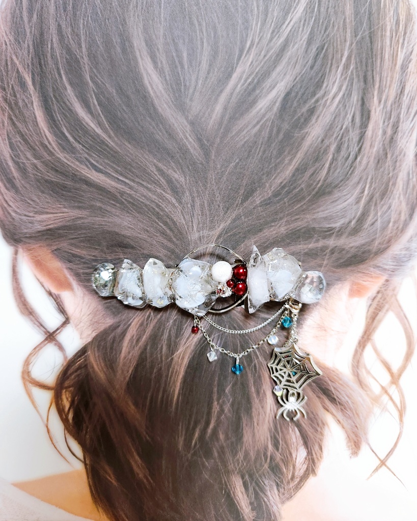 【あやめ籠】鉱石風 ビジュー 2wayバレッタ