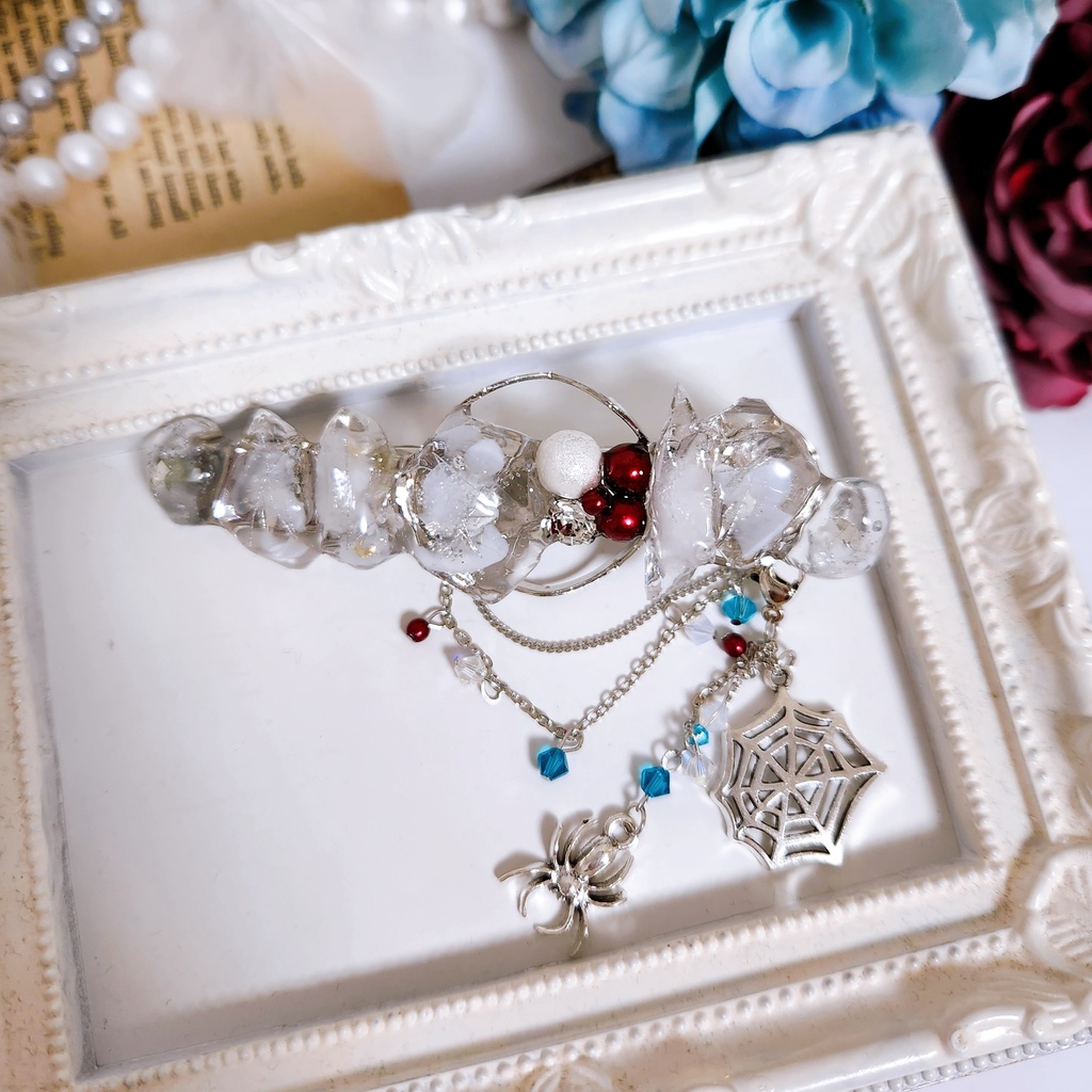 【あやめ籠】鉱石風 ビジュー 2wayバレッタ