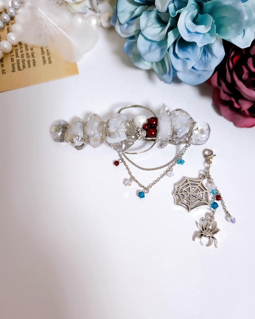 【あやめ籠】鉱石風 ビジュー 2wayバレッタ