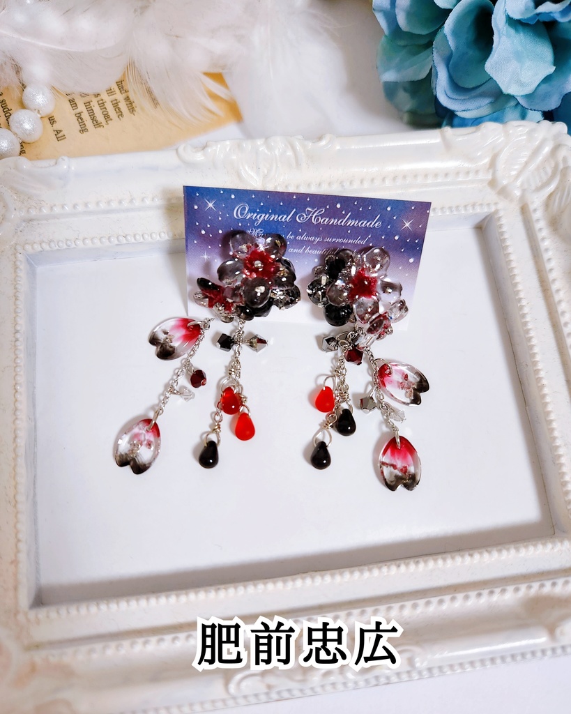 【桜花】桜レジン&ビジュー 2wayチェーンピアス