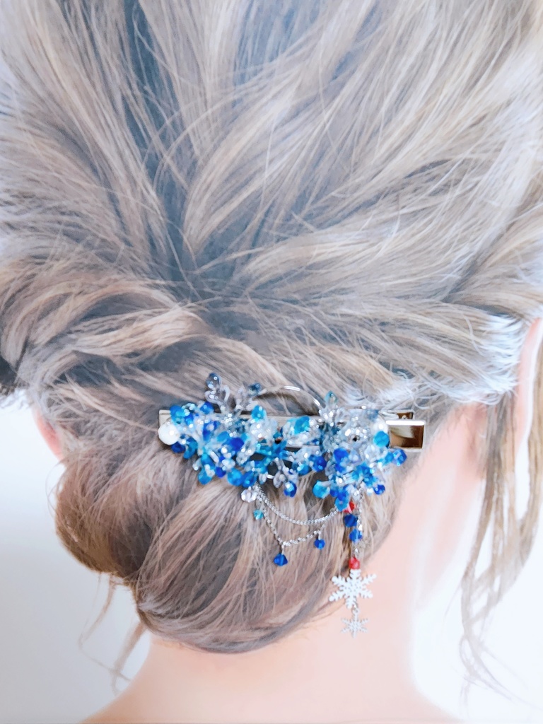 《★再販!!》【羅針】雪の結晶&ビジューチェーン 2wayバレッタ  -バレッタ ver.-