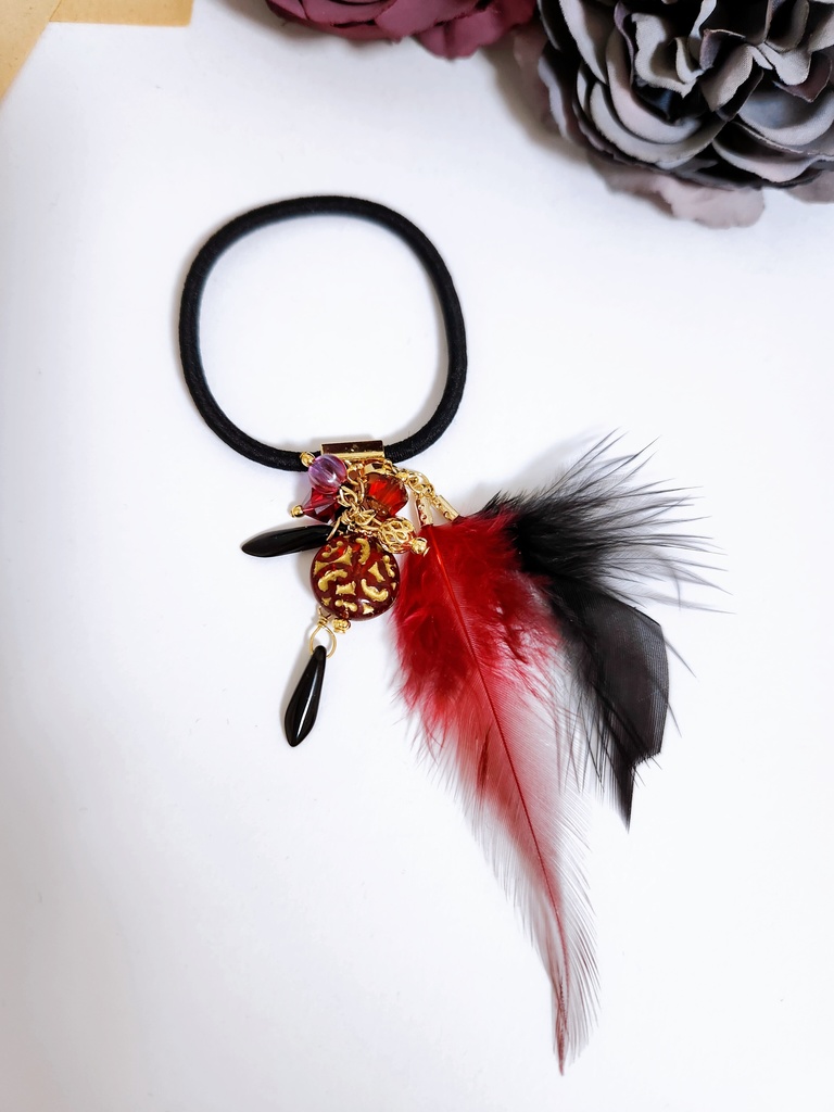 【Arabian party】ビジュー&フェザー 2wayヘアゴム - 寮服Groovy ver. -