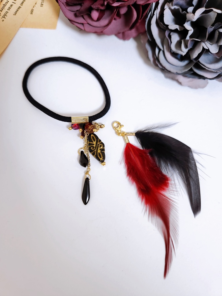 【Arabian party】ビジュー&フェザー 2wayヘアゴム - 寮服 ver.-