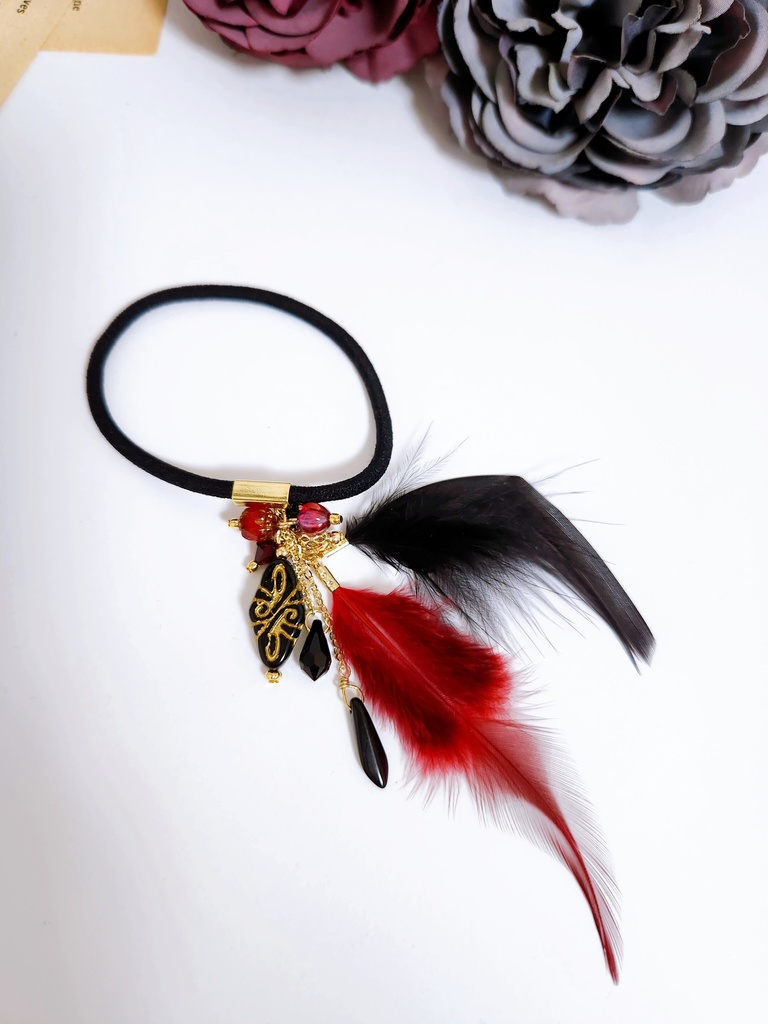 【Arabian party】ビジュー&フェザー 2wayヘアゴム - 寮服 ver.-