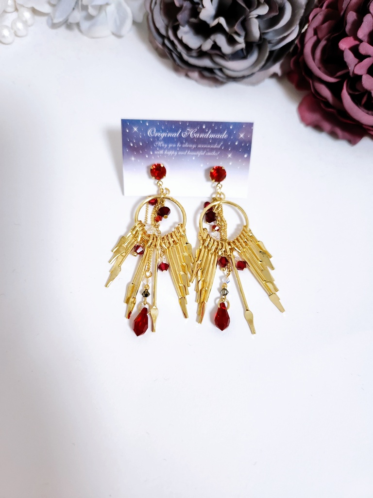 《★再販 リニューアル!!》【Arabian party】ビジュー&フープ 2wayチェーンピアス