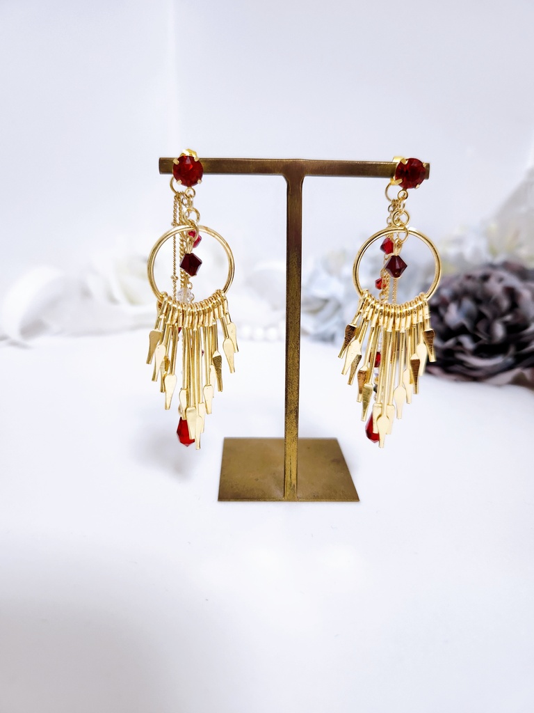 《★再販 リニューアル!!》【Arabian party】ビジュー&フープ 2wayチェーンピアス