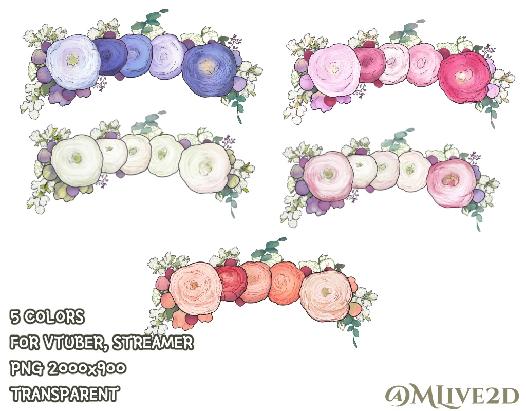 【Vtuber素材】花冠 Flower crown 【VTubeStudio対応】 5色