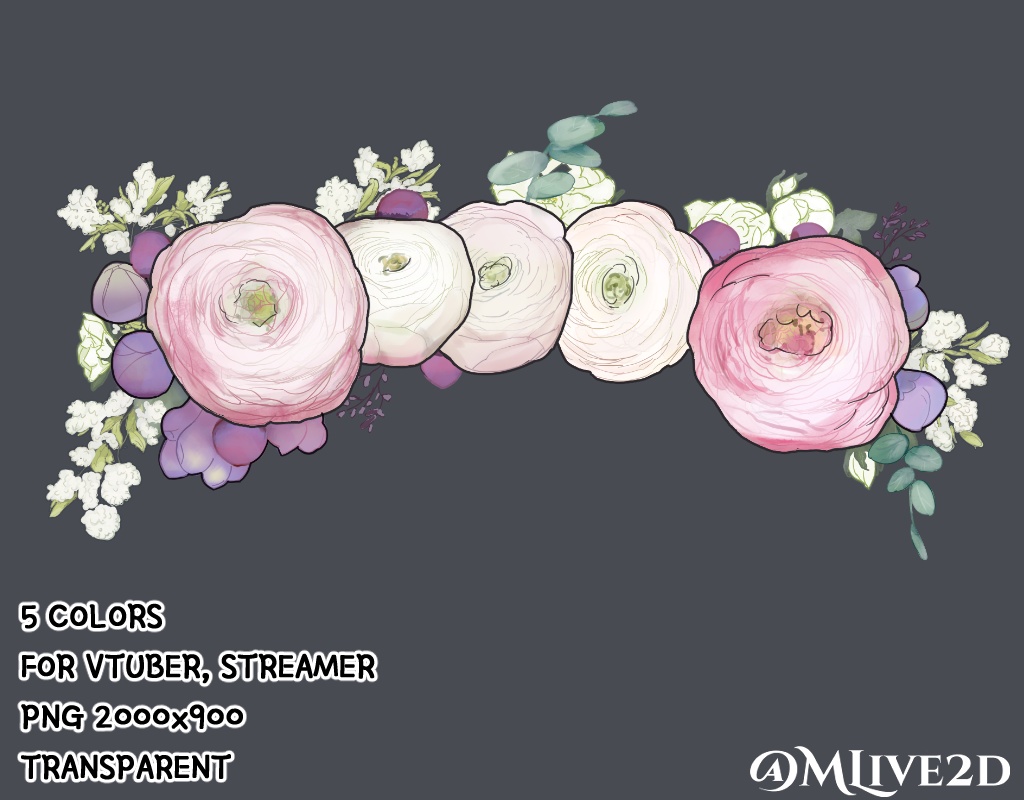 【Vtuber素材】花冠 Flower crown 【VTubeStudio対応】 5色